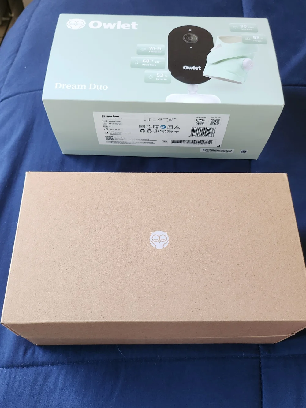Owlet Dream Duo Gen 3 Baby Monitor Bundle 2K HD Cam Mint Green - New